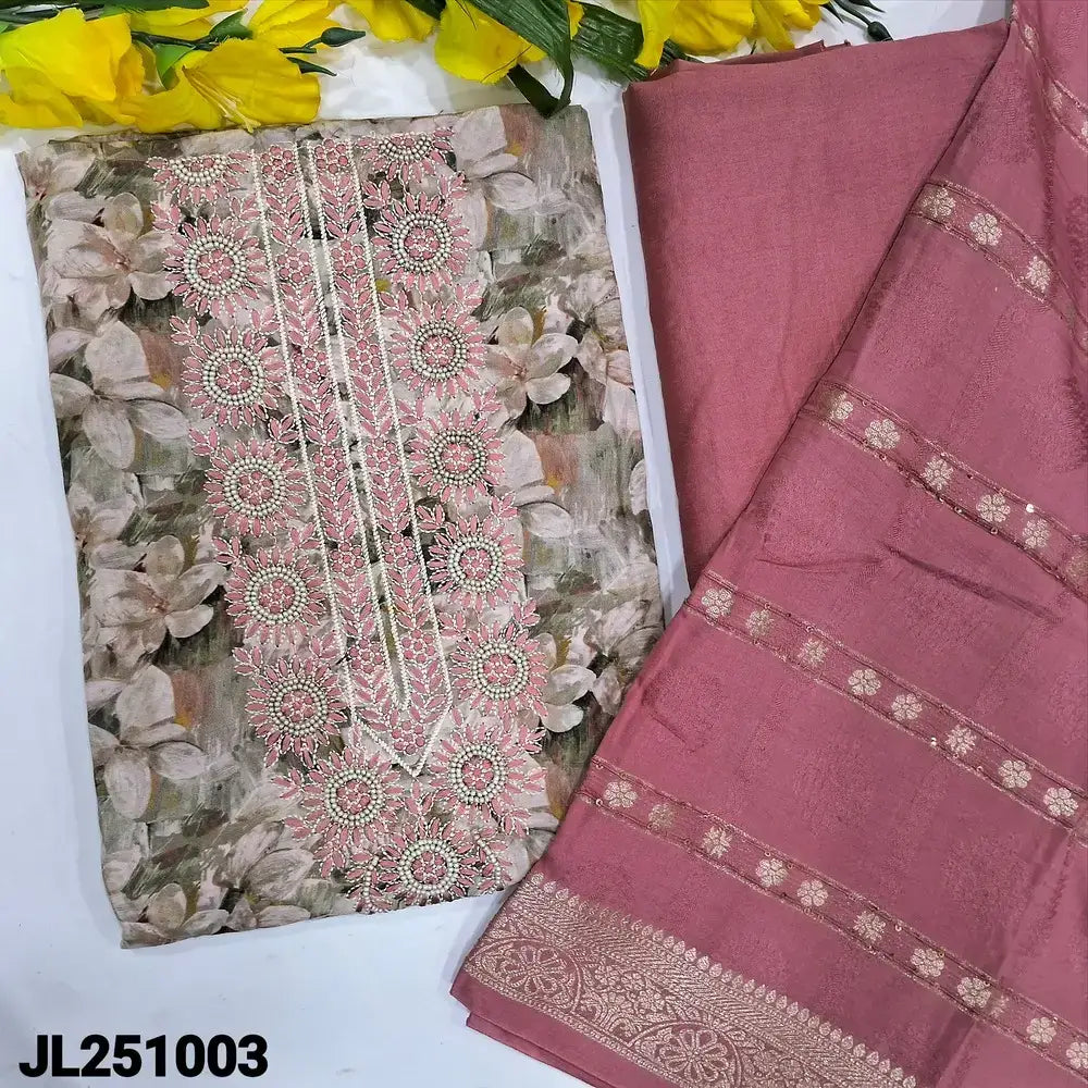 Grey floral printed premium butter silk salwar material jl251003-Neidhal