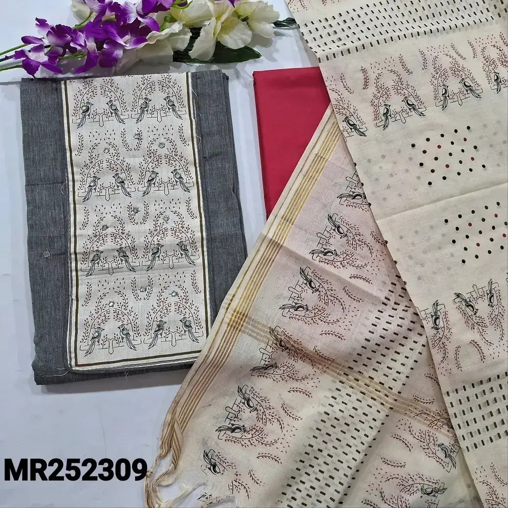 Grey handloom cotton salwar material mr252309-Neidhal
