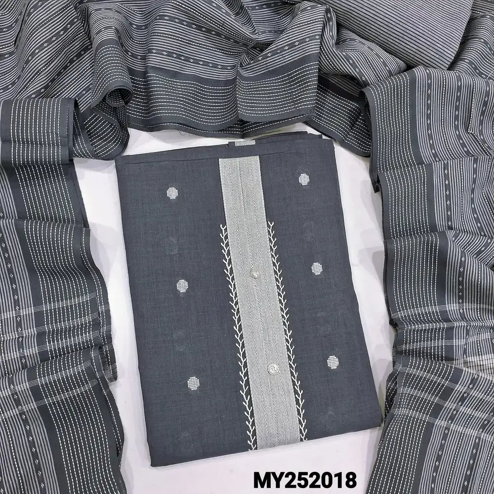 Grey handloom cotton salwar material my252018-Neidhal
