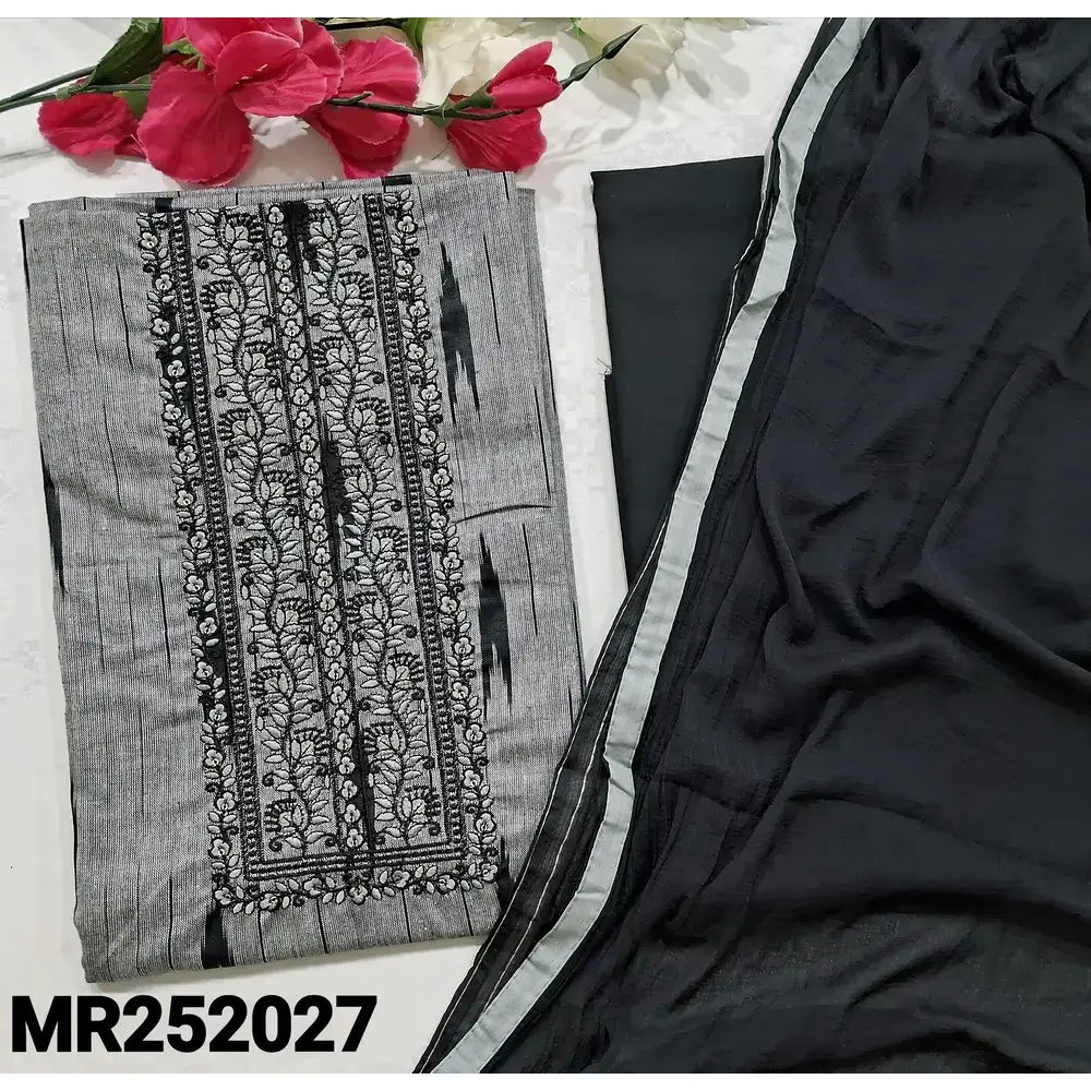 Grey ikat printed cotton salwar material mr252027-Neidhal