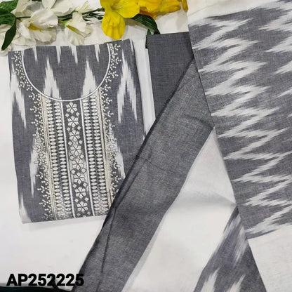 Grey ikat printed soft cotton salwar material ap252225-Neidhal