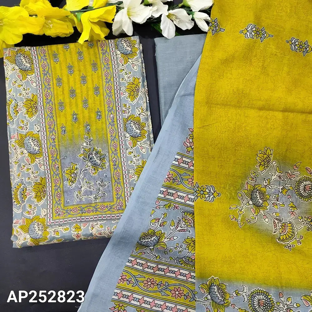 Grey kalamkari printed soft cotton salwar material ap252823-Neidhal