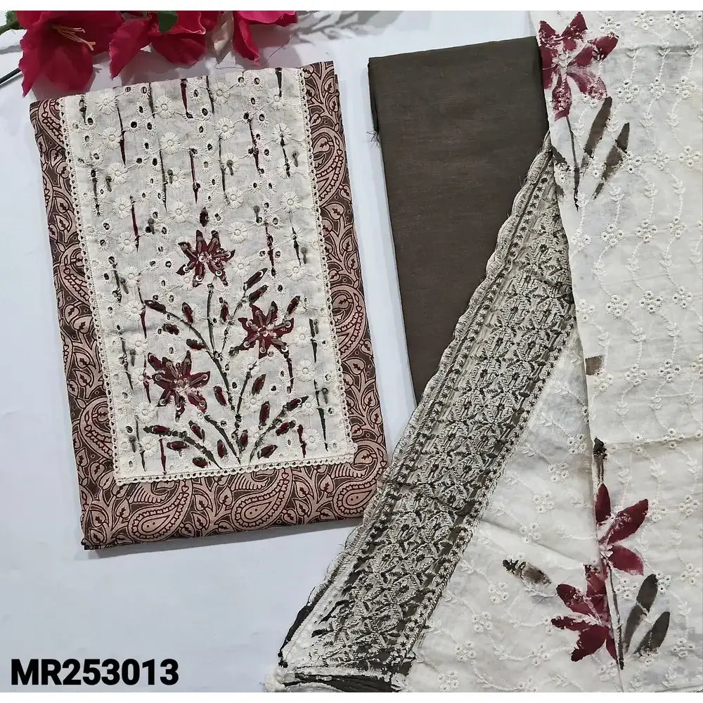 Grey kalamkari printed soft cotton salwar material mr253013-Neidhal
