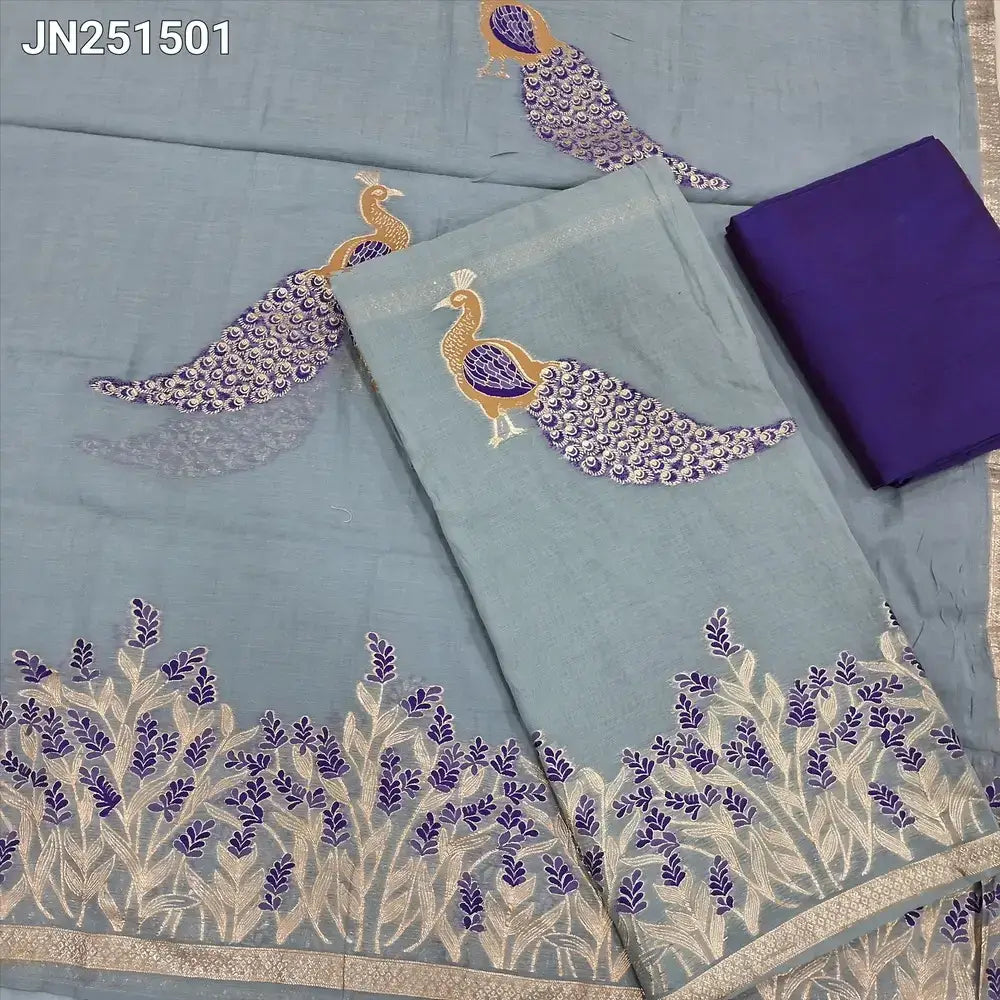 Grey mul chanderi silk cotton salwar material jn251501-Neidhal