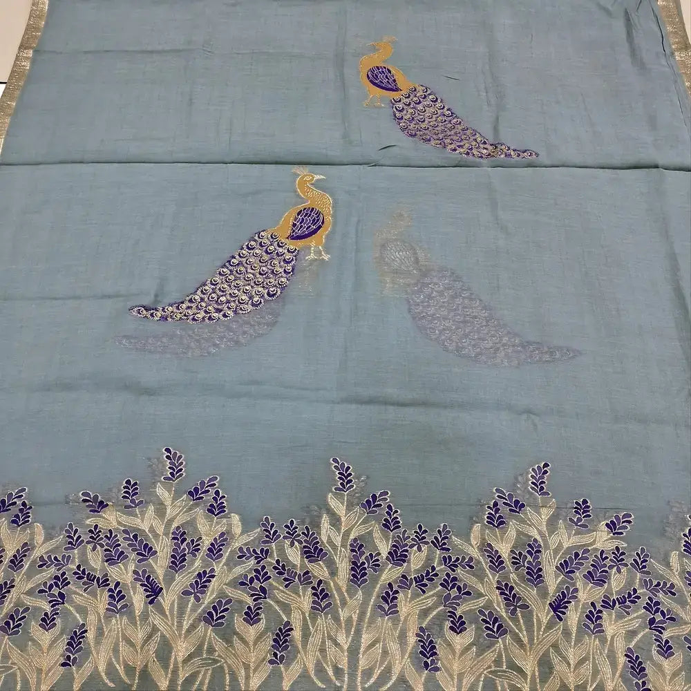 Grey mul chanderi silk cotton salwar material jn251501-Neidhal