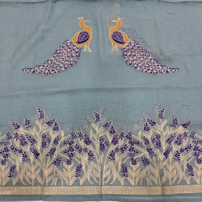 Grey mul chanderi silk cotton salwar material jn251501-Neidhal