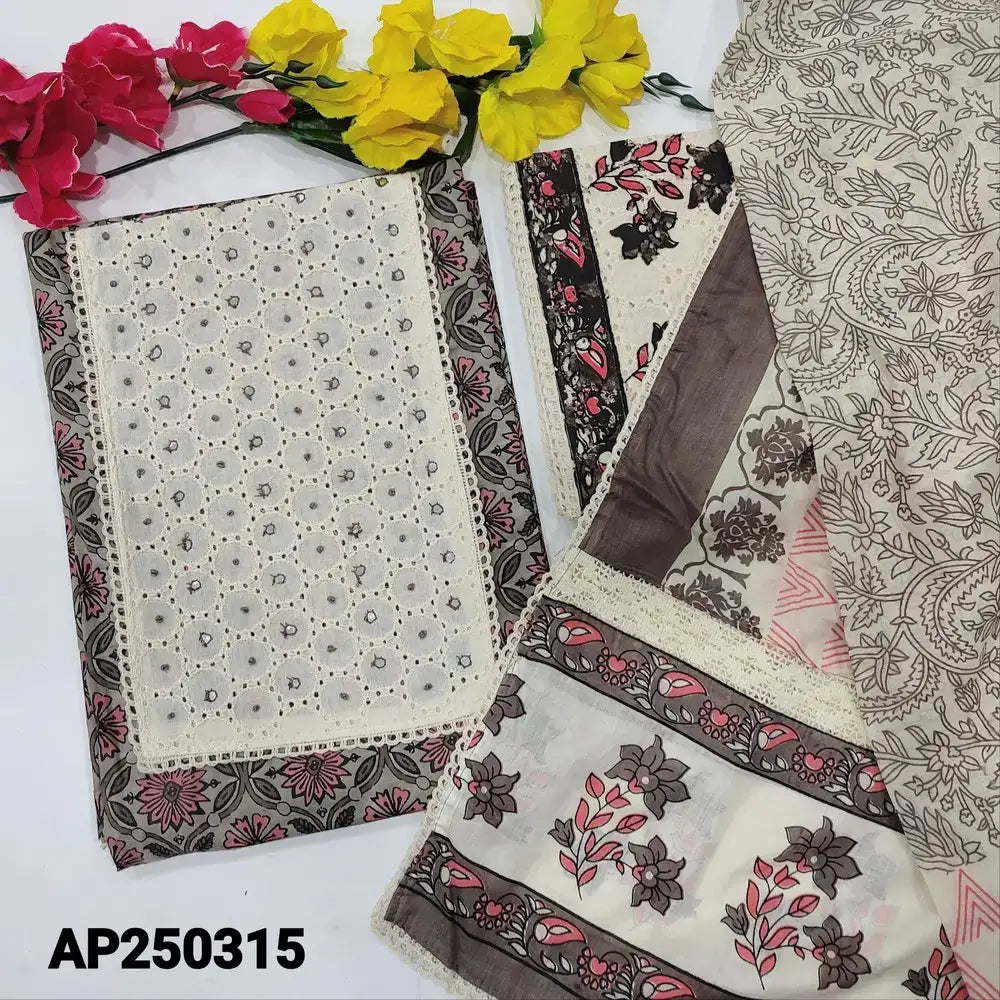 Grey printed cotton salwar material ap250315-Neidhal