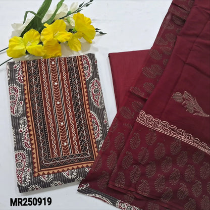 Grey printed kantha cotton salwar material mr250919-Neidhal