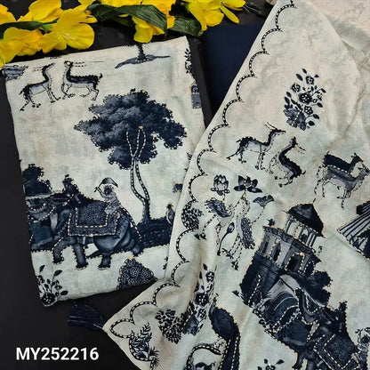 Grey printed pure jakard dola silk salwar material my252216-Neidhal