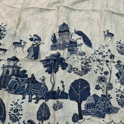 Grey printed pure jakard dola silk salwar material my252216-Neidhal