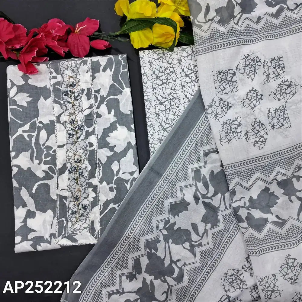 Grey printed soft cotton salwar material ap252212-Neidhal