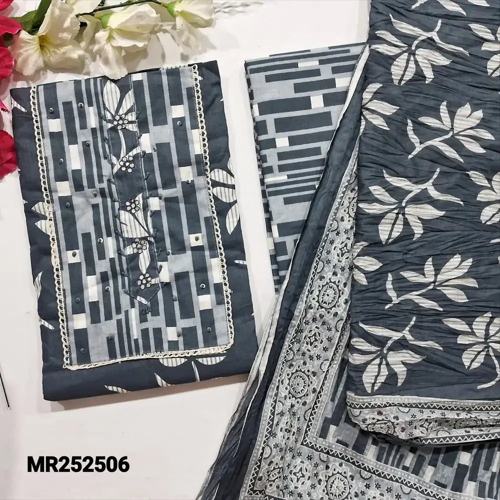 Grey printed soft cotton salwar material mr252506-Neidhal
