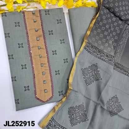 Grey printed soft handloom cotton salwar material jl252915-Neidhal