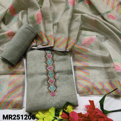 Grey printed tissue linen salwar material mr251205-Neidhal