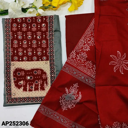 Grey satin cotton salwar material ap252306-Neidhal