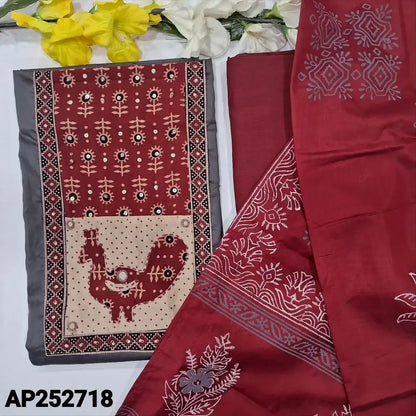 Grey satin cotton salwar material ap252718-Neidhal