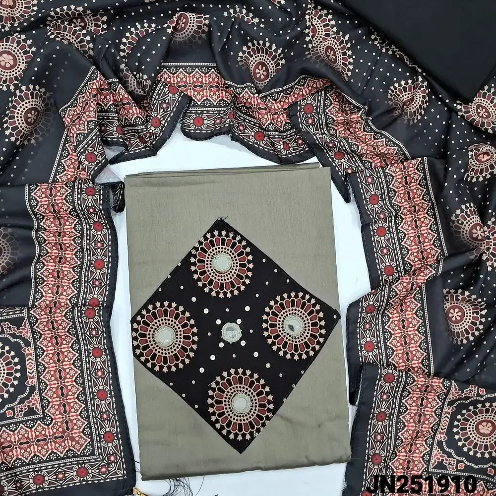 Grey satin cotton salwar material jn251910-Neidhal