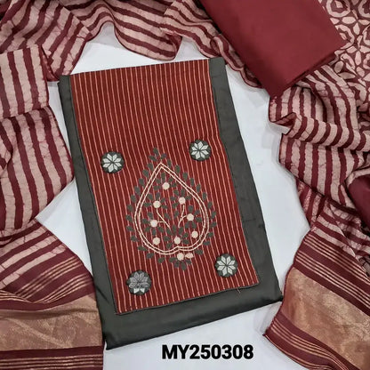 Grey satin cotton salwar material my250308-Neidhal