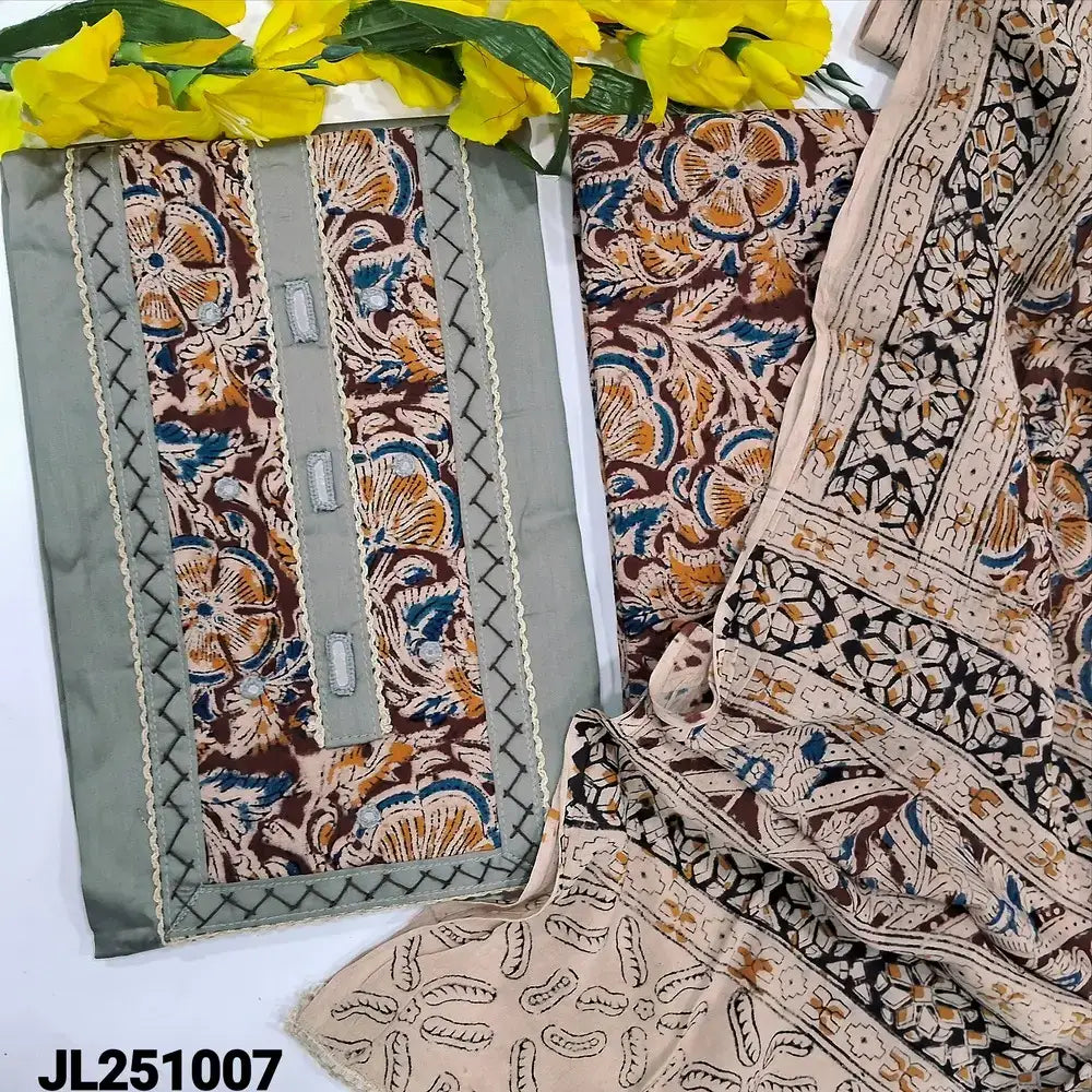 Grey satin cotton salwar material real jl251007-Neidhal