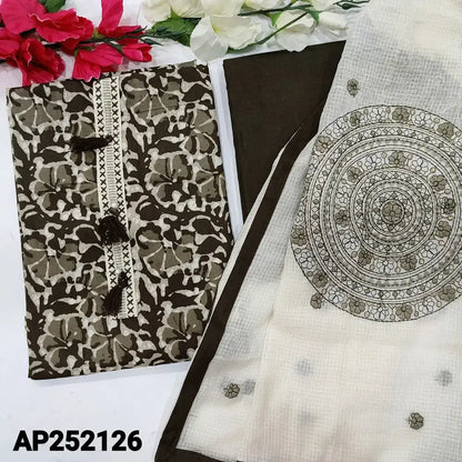 Grey Satin Cotton Salwar Material with Embroidered Dupatta – Neidhal