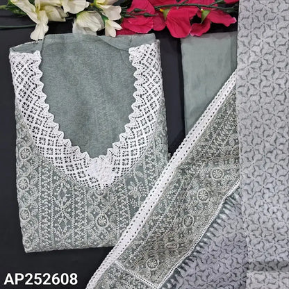 Grey self embroidered fancy super net salwar material ap252608