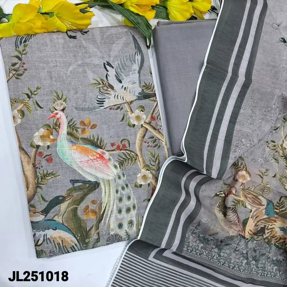 Grey semi linen salwar material jl251018-Neidhal