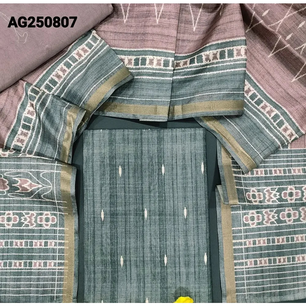 Grey semi tussar salwar material ag250807-Neidhal