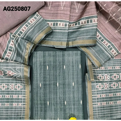 Grey semi tussar salwar material ag250807-Neidhal