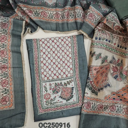 Grey silk cotton salwar material OC250916-Neidhal