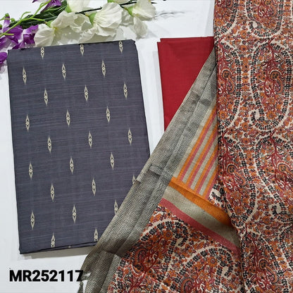 Grey slub silk cotton salwar material mr252117-Neidhal