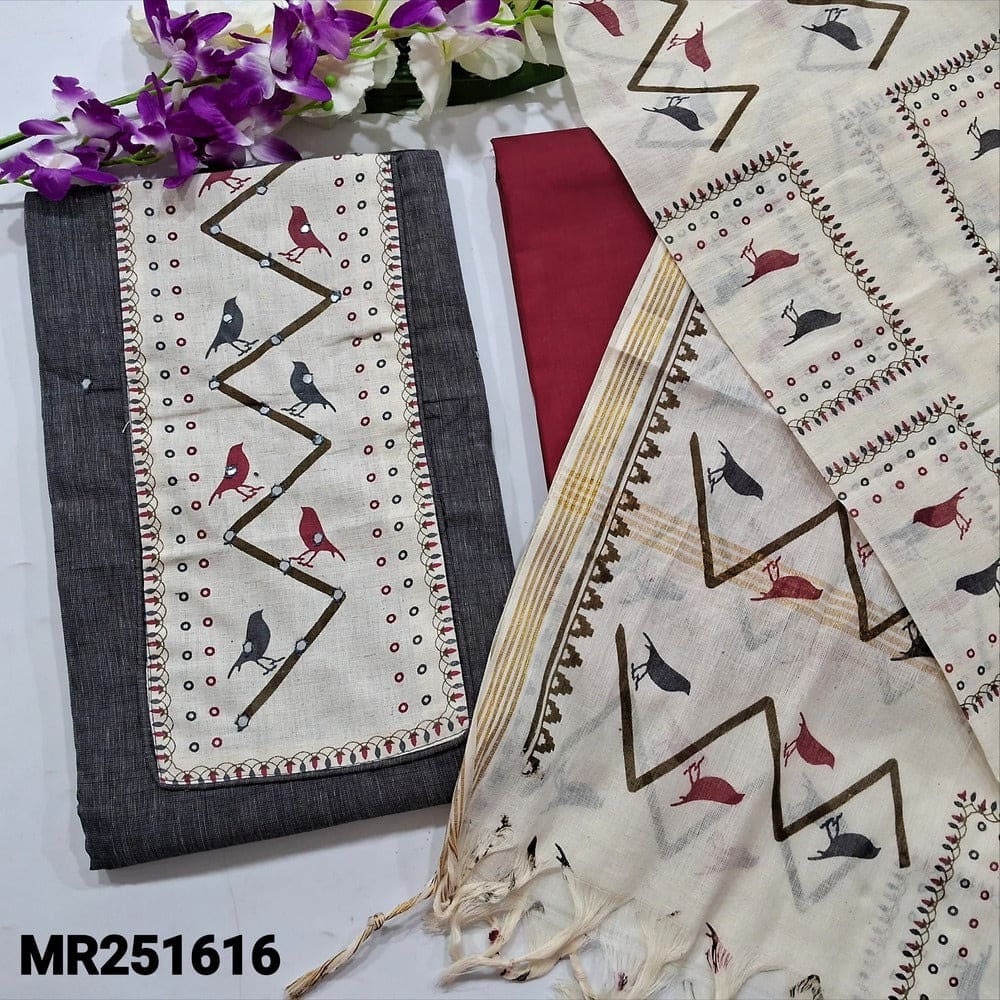 Grey south handloom cotton salwar material mr251616-Neidhal