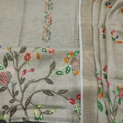 Grey tissue linen salwar material ap251603-Neidhal
