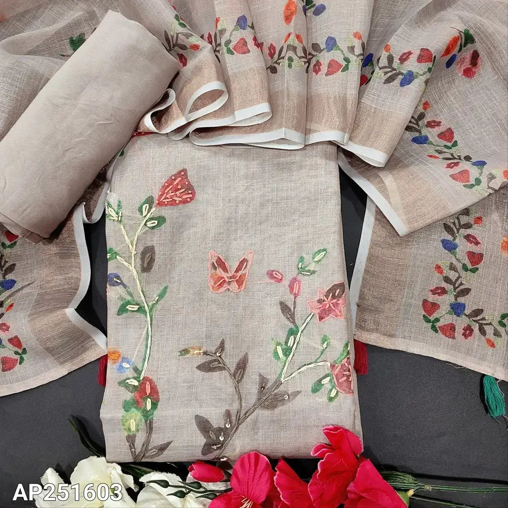 Grey tissue linen salwar material ap251603-Neidhal