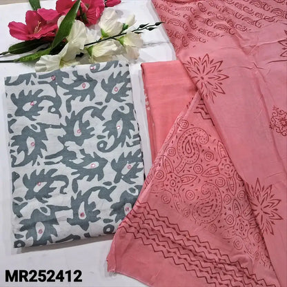 Grey wax batik fancy silk cotton salwar material mr252412-Neidhal