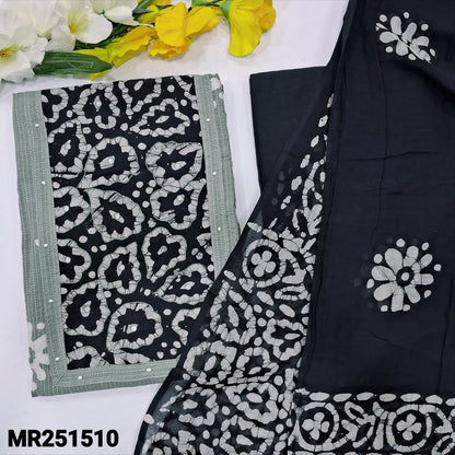 Grey wax batik kantha cotton salwar material mr251510-Neidhal