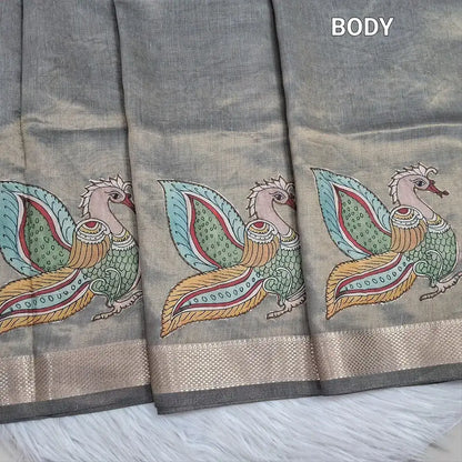 Grey with golden tint soft tissue silk cotton saree ns240-Neidhal