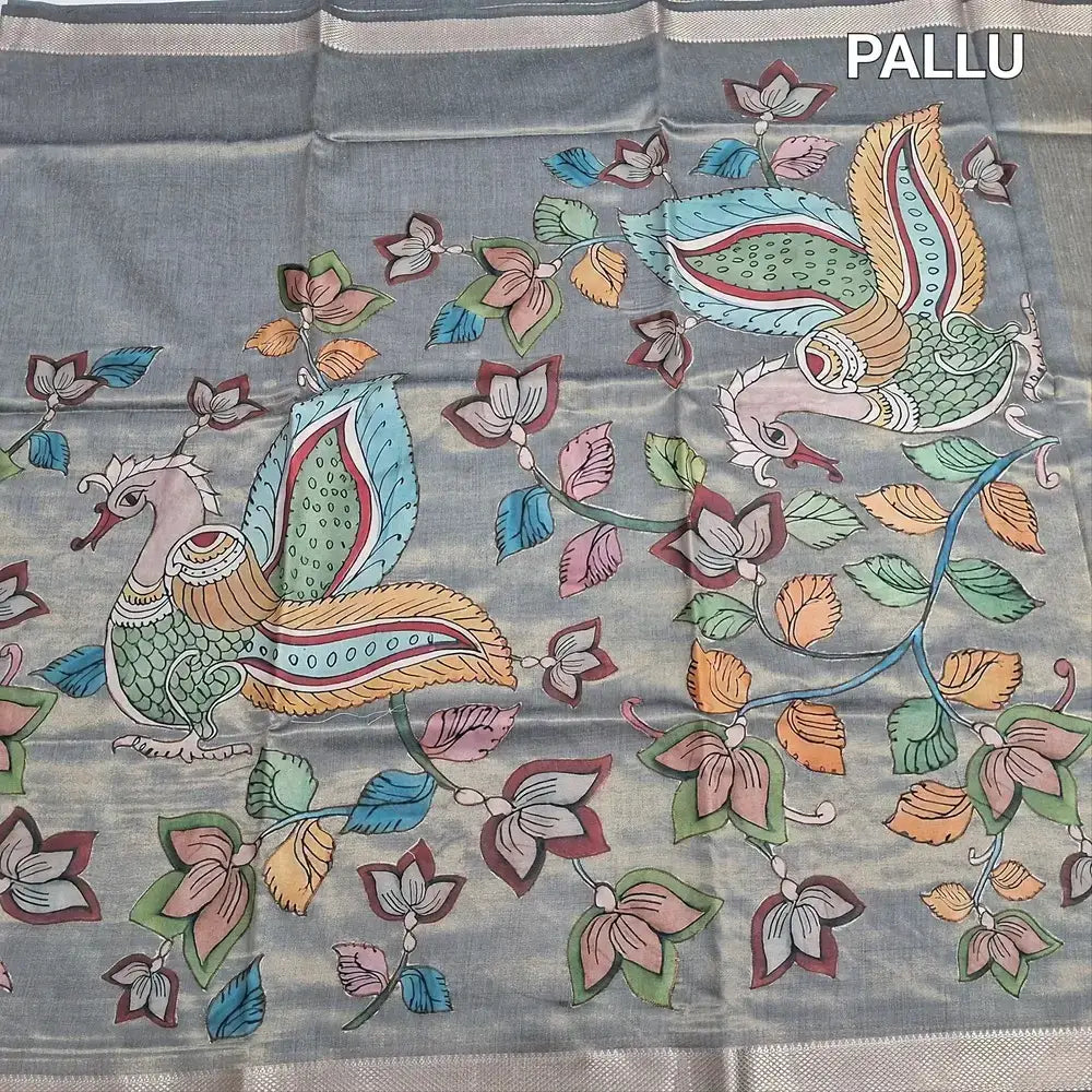 Grey with golden tint soft tissue silk cotton saree ns240-Neidhal