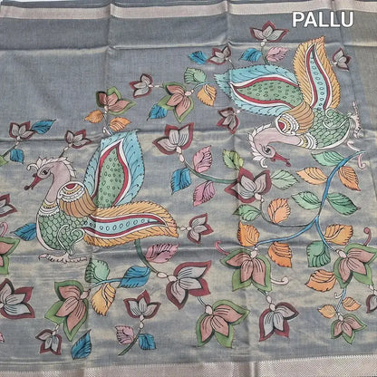 Grey with golden tint soft tissue silk cotton saree ns240-Neidhal