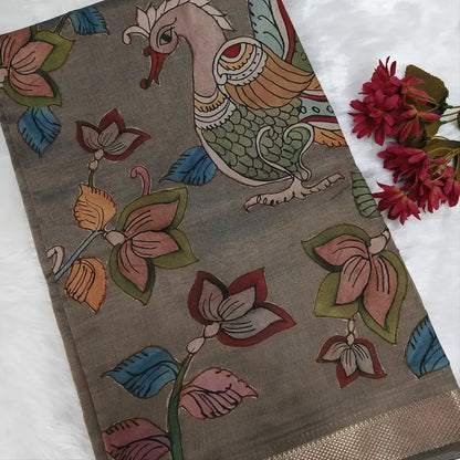 Grey with golden tint soft tissue silk cotton saree ns240-Neidhal