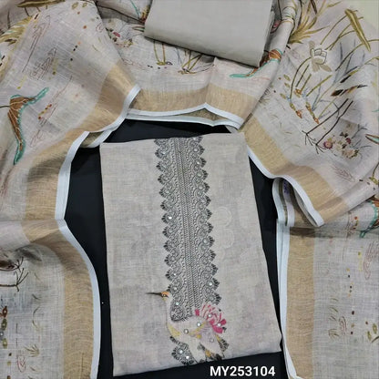 Grey with golden tint tissue silk cotton salwar material my253104-Neidhal