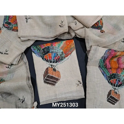 Greyish beige digital printed linen salwar material my251303-Neidhal