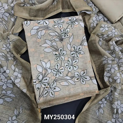 Greyish beige digital printed semi linen salwar material my250304-Neidhal