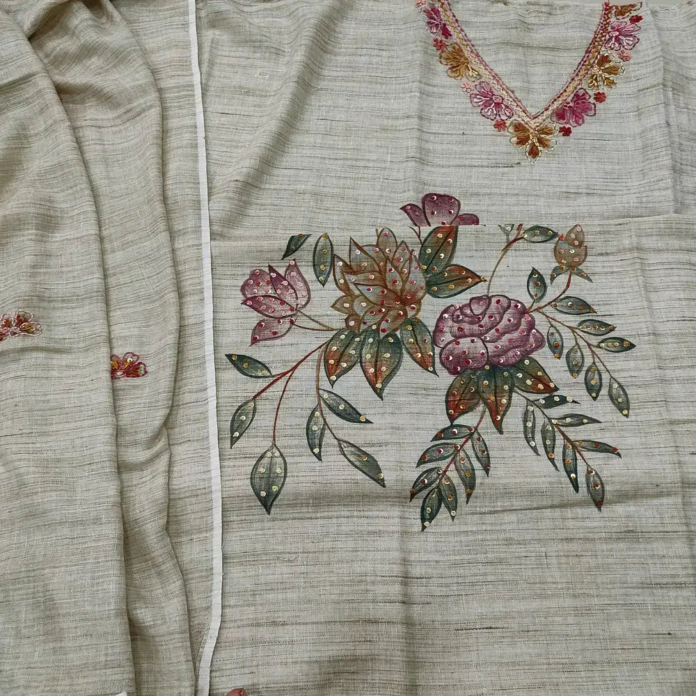 Greyish beige linen salwar material ap252406-Neidhal