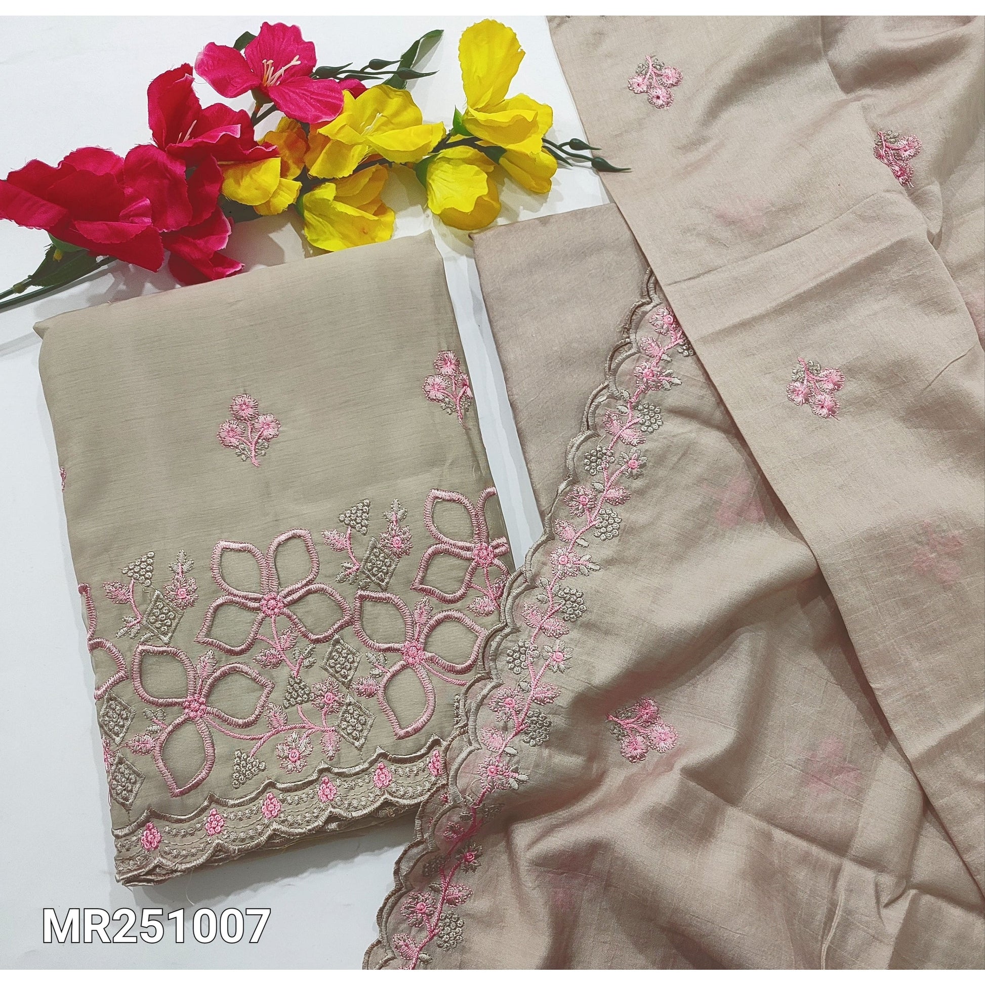 Greyish beige soft silk cotton salwar material mr251007-Neidhal