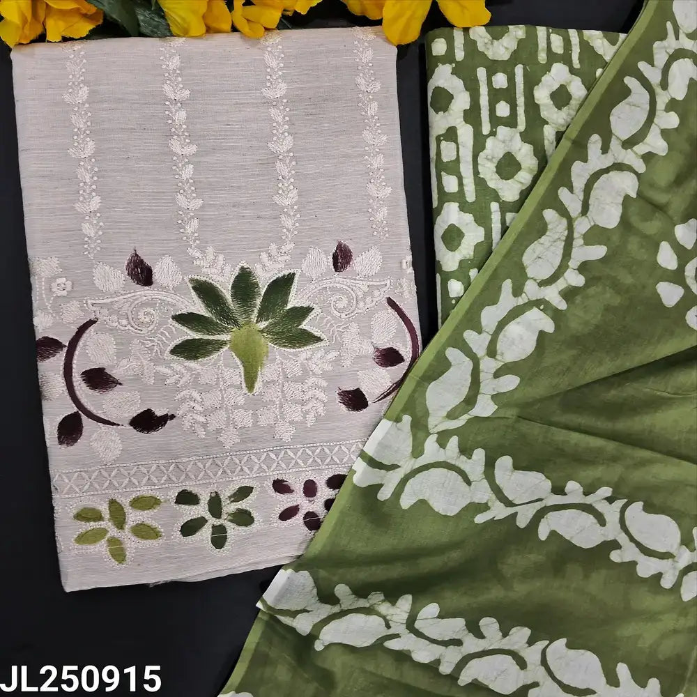 Greyish beige spun silk cotton salwar material jl250915-Neidhal