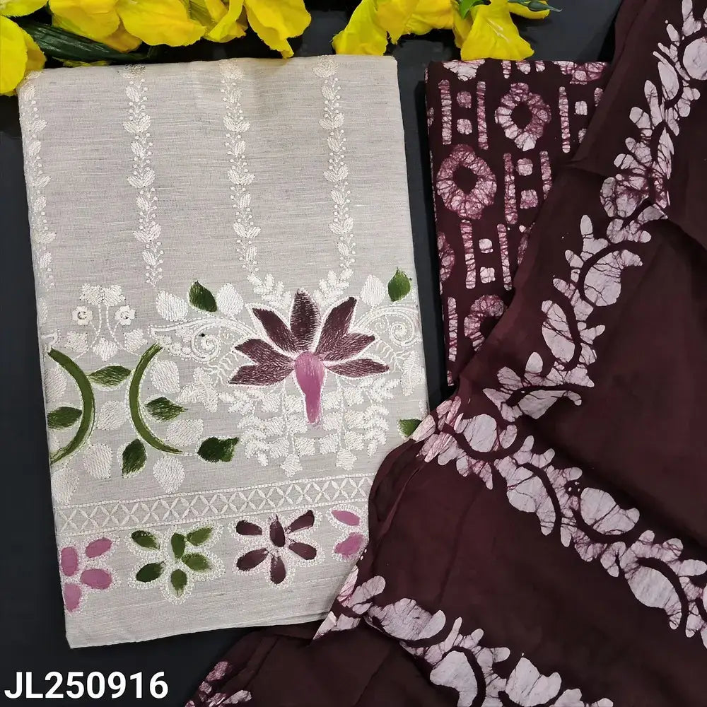 Greyish beige spun silk cotton salwar material jl250916-Neidhal