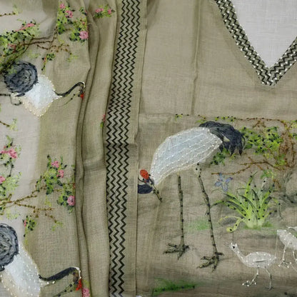 Greyish beige tissue linen salwar material ap252303-Neidhal