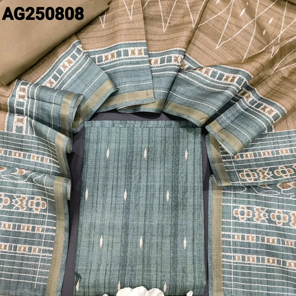 Greyish green semi tussar salwar material ag250808-Neidhal