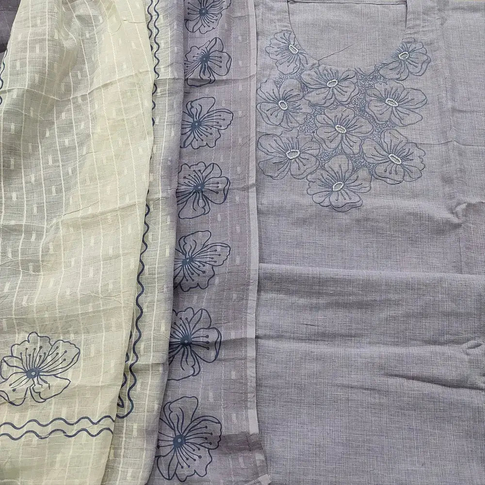 Greyish lavender cotton salwar material ap251016-Neidhal