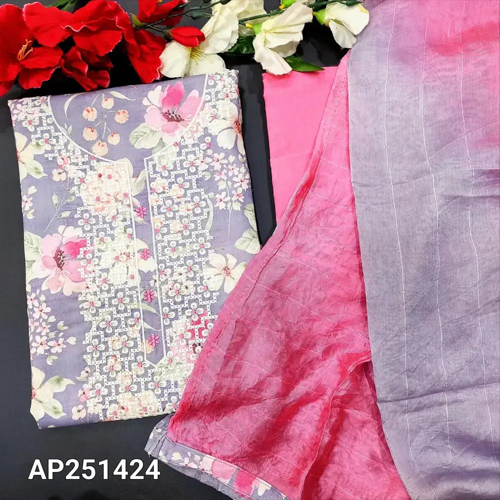 Greyish laver floral printed spun cotton salwar material ap251424-Neidhal